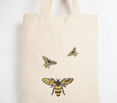 Bumble Bees Embroidered Cotton Tote Bag