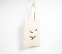 Bumble Bees Embroidered Cotton Tote Bag