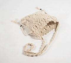 Knotted Macrame Drawstring Bag