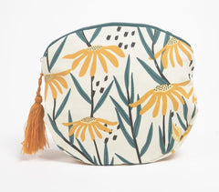 Summer Daisies Printed & Tasseled Travel Pouch