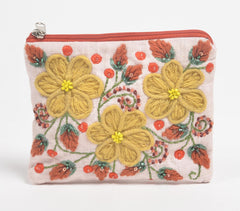 Yellow Jasmine embroidered Coin Pouch