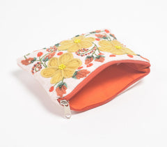 Yellow Jasmine embroidered Coin Pouch