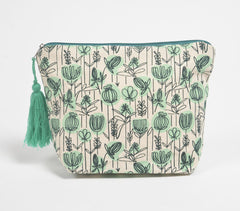 Floral Doodle Printed & Tasseled Travel Pouch