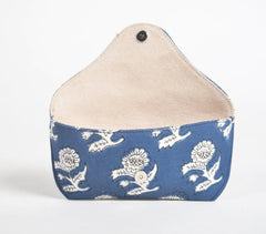 Block Printed Indigo Floral Case for Eyeglasses