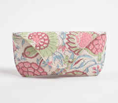 Block printed floral Garden case for eyeglasses