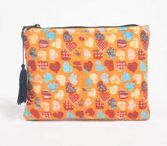 Stripe-Quilted Hearts Pouch