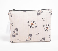 Stripe-Quilted Off-White Pouch