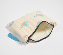 Stripe-Quilted Baby Whales Pouch