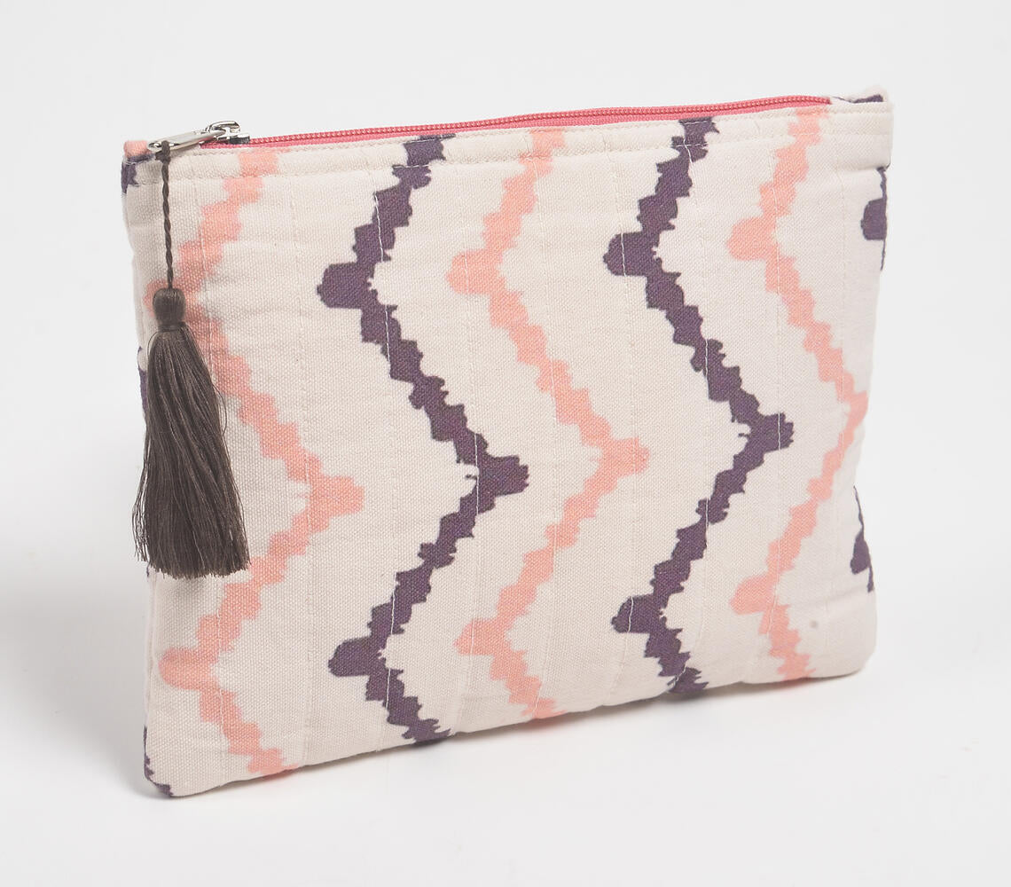 Stripe-Quilted Pastel Chevron Pouch