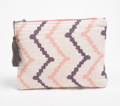 Stripe-Quilted Pastel Chevron Pouch