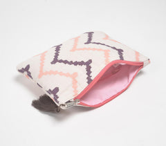 Stripe-Quilted Pastel Chevron Pouch