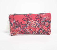 Stripe-Quilted Paisley Printed Pouch