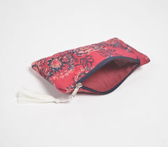 Stripe-Quilted Paisley Printed Pouch