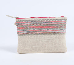 Embroidered Jute Pouch