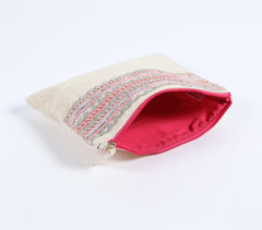 Embroidered Jute Pouch