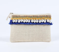 Beads & Fringes Embellished Jute Pouch