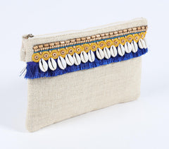 Beads & Fringes Embellished Jute Pouch