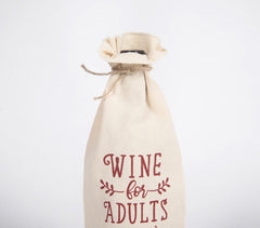 Typographic Drawstring Jute wine bag