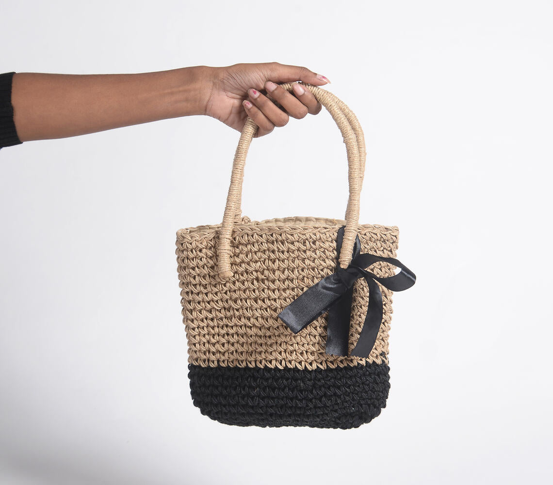 Colorblock Macrame handbag