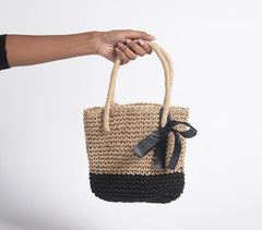 Colorblock Macrame handbag