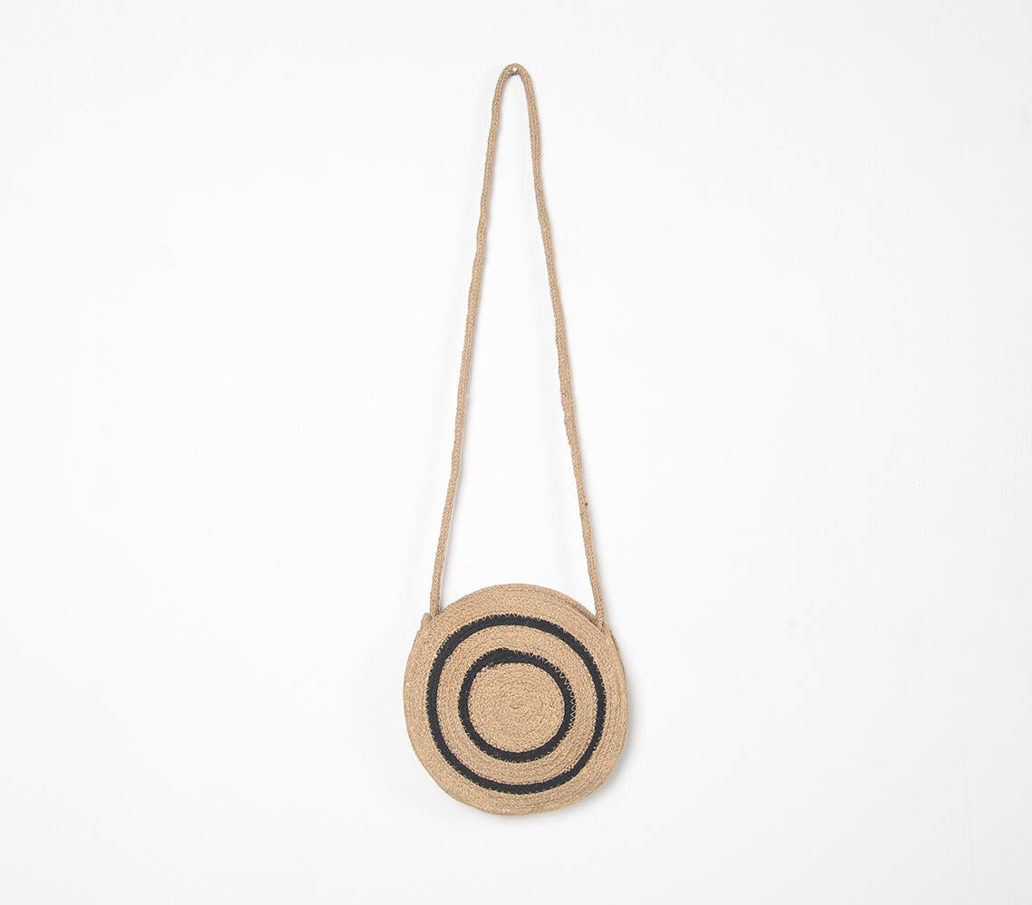 Hand braided Jute & Cotton Roundie Sling Bag