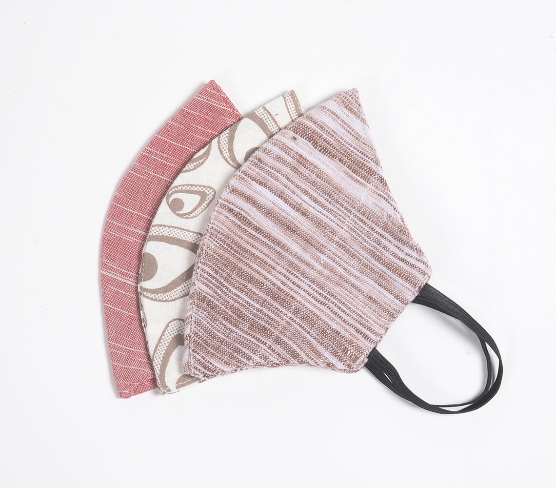 Natural cotton Assorted rose face masks (set of 3)