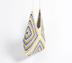 Crochet Cotton Geometric Multicolor Handbag