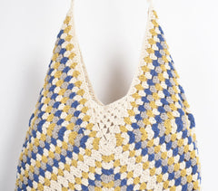 Crochet Cotton Geometric Multicolor Handbag