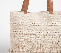 Hand Tufted & Tassled Cotton Tote Bag