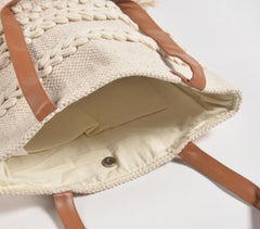 Hand Tufted & Tassled Cotton Tote Bag