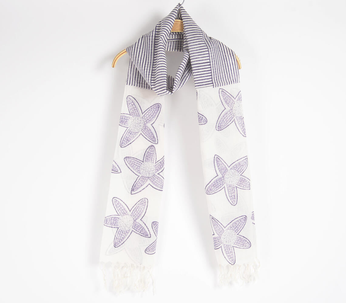 Coastal Starfish Block Printed Cotton Stole