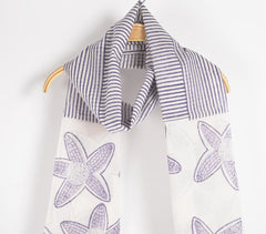 Coastal Starfish Block Printed Cotton Stole