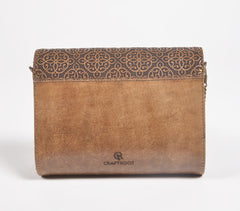 Hand Carved Wood & Leather Sling Bag