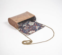 Hand Carved Wood & Leather Sling Bag
