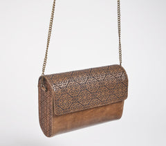 Hand Carved Wood & Leather Sling Bag