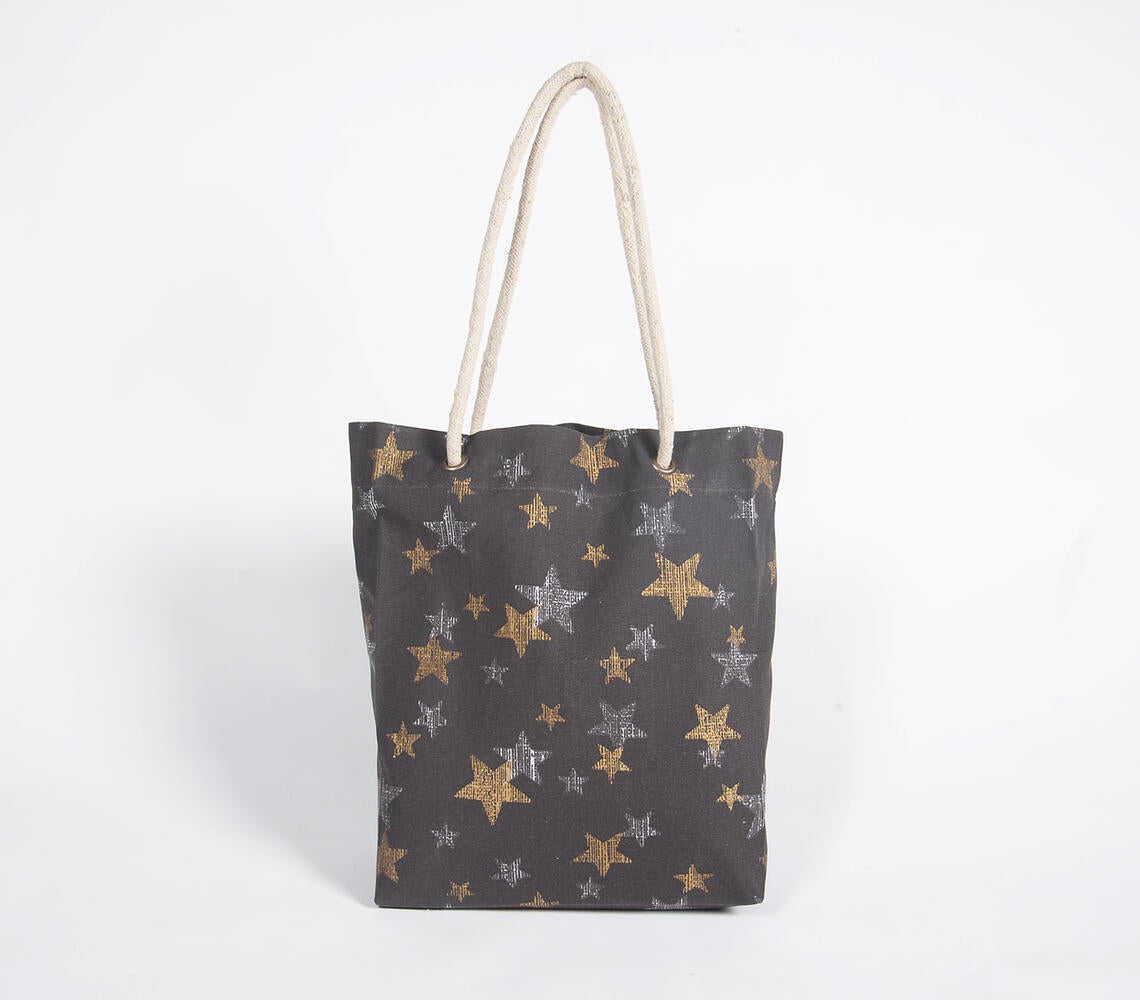 Handloom Cotton Star Printed Tote Bag