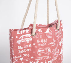 Handloom Cotton Typographic Travel Tote Bag