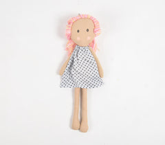 Handmade Blonde-Pink Haired Plush Rag Doll
