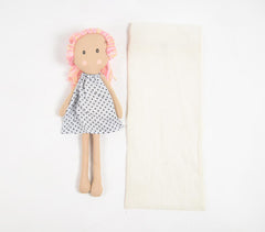Handmade Blonde-Pink Haired Plush Rag Doll