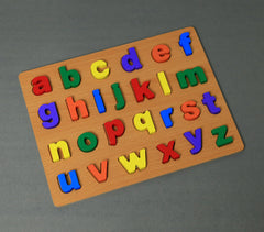 Hand Carved & Turned Wooden Toy Alphabet Puzzle