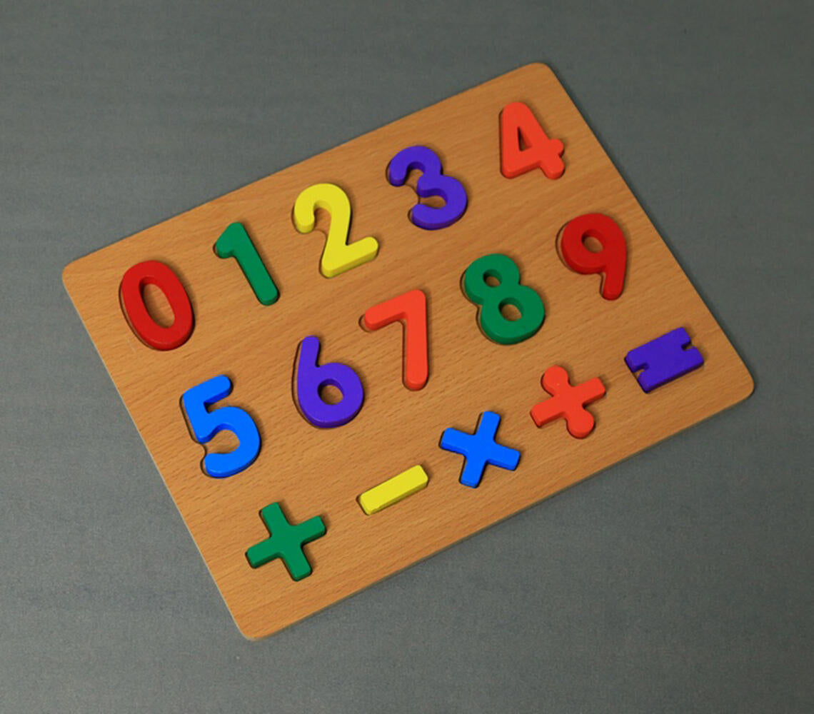 Hand Carved & Turned Wooden Toy Numbers Puzzle