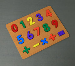 Hand Carved & Turned Wooden Toy Numbers Puzzle