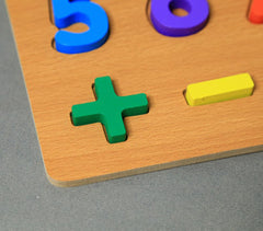 Hand Carved & Turned Wooden Toy Numbers Puzzle