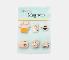 Handmade Wooden Mini Fridge Magnets (Set of 6)