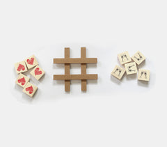 Hearts & Glasses Wooden Tic Tac Toe Game