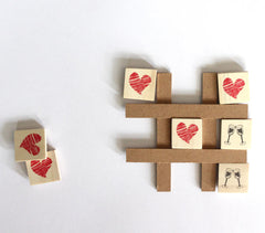 Hearts & Glasses Wooden Tic Tac Toe Game