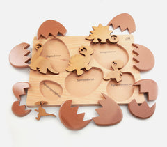 Hand Carved Brown Dino Puzzle
