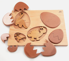 Hand Carved Brown Dino Puzzle