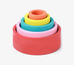 Hand Carved Wooden Multicolored Nesting Bowls