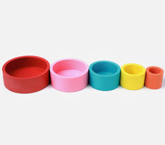 Hand Carved Wooden Multicolored Nesting Bowls